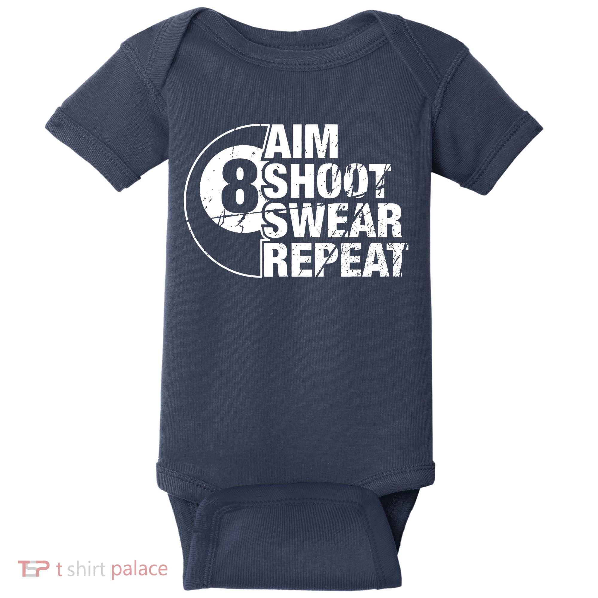 Aim Shoot Swear Repeat 8 Ball Pool Billiards Player Baby Bodysuit