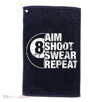 Aim Shoot Swear Repeat 8 Ball Pool Billiards Player Golf Towel thumb 0
