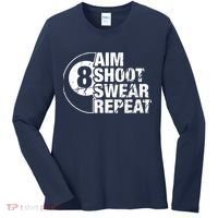 Aim Shoot Swear Repeat 8 Ball Pool Billiards Player Women's Long Sleeve Shirt thumb 0