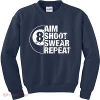 Aim Shoot Swear Repeat 8 Ball Pool Billiards Player Kids Sweatshirt thumb 0