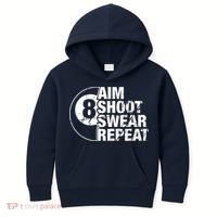 Aim Shoot Swear Repeat 8 Ball Pool Billiards Player Kids Hoodie thumb 0