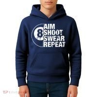 Aim Shoot Swear Repeat 8 Ball Pool Billiards Player Kids Hoodie thumb 4