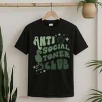 Anti Social Stoner Club Funny Weed Quote Smoking T-Shirt thumb 2