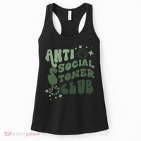 Anti Social Stoner Club Funny Weed Quote Smoking Women's Tank Top thumb 0