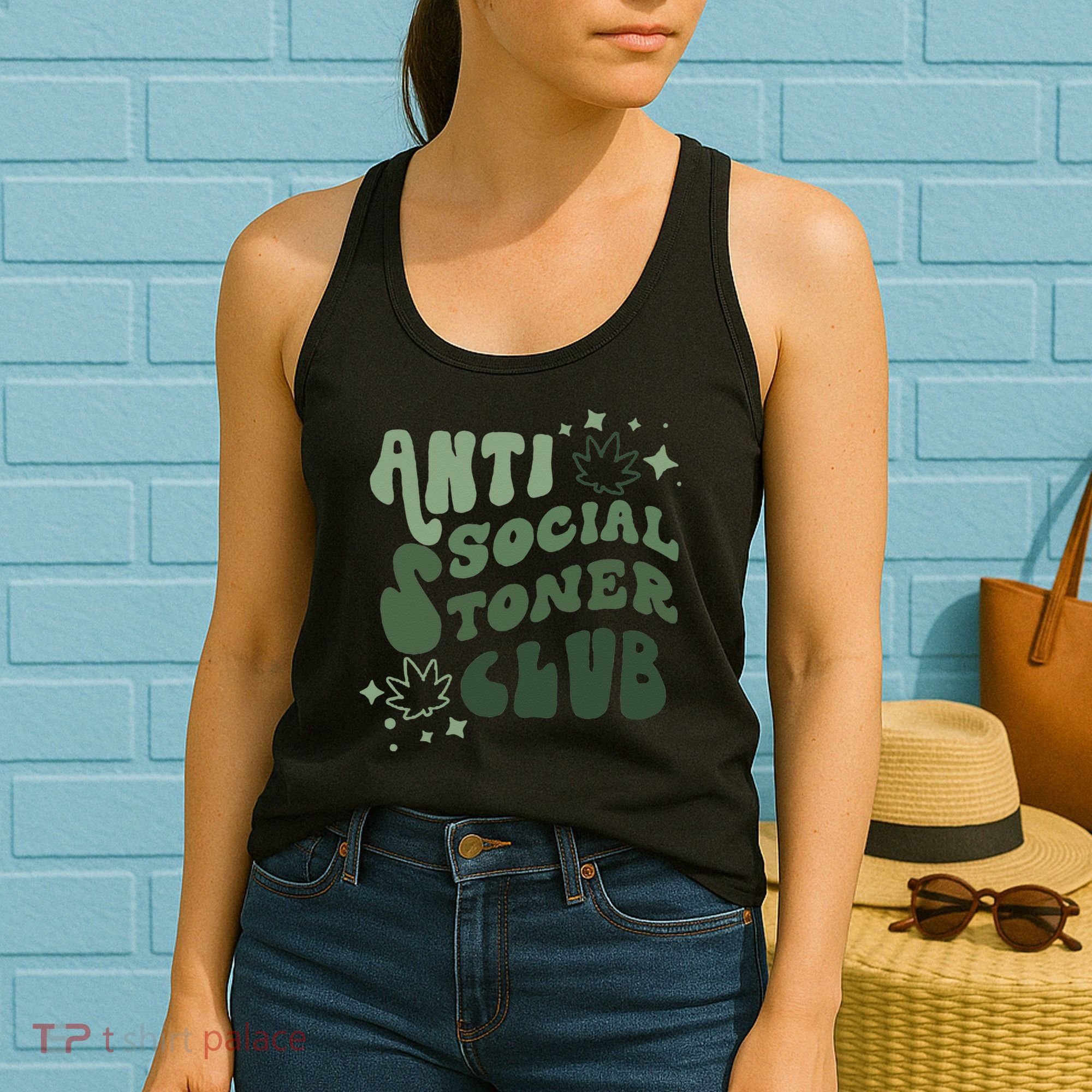 Anti Social Stoner Club Funny Weed Quote Smoking Women's Tank Top