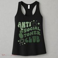 Anti Social Stoner Club Funny Weed Quote Smoking Women's Tank Top thumb 3