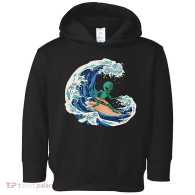 Alien Surfing Summer Surfer Toddler Hoodie