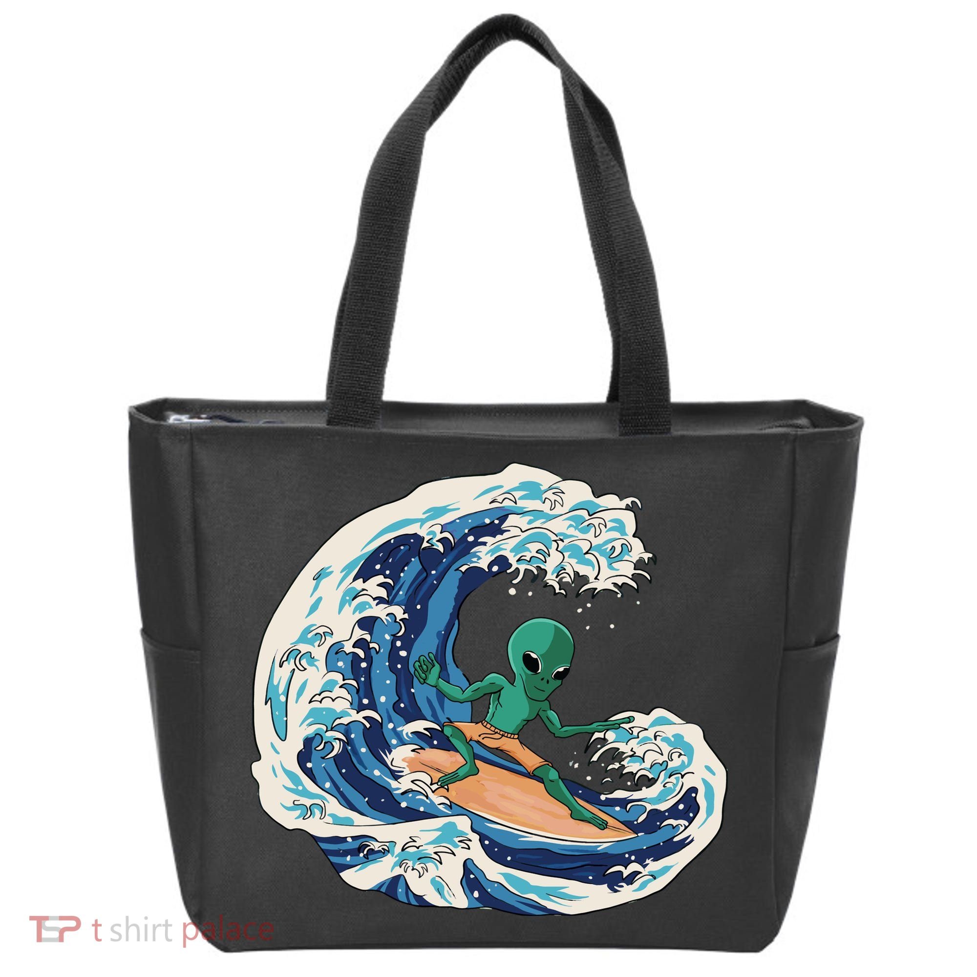 Alien Surfing Summer Surfer Tote Bag