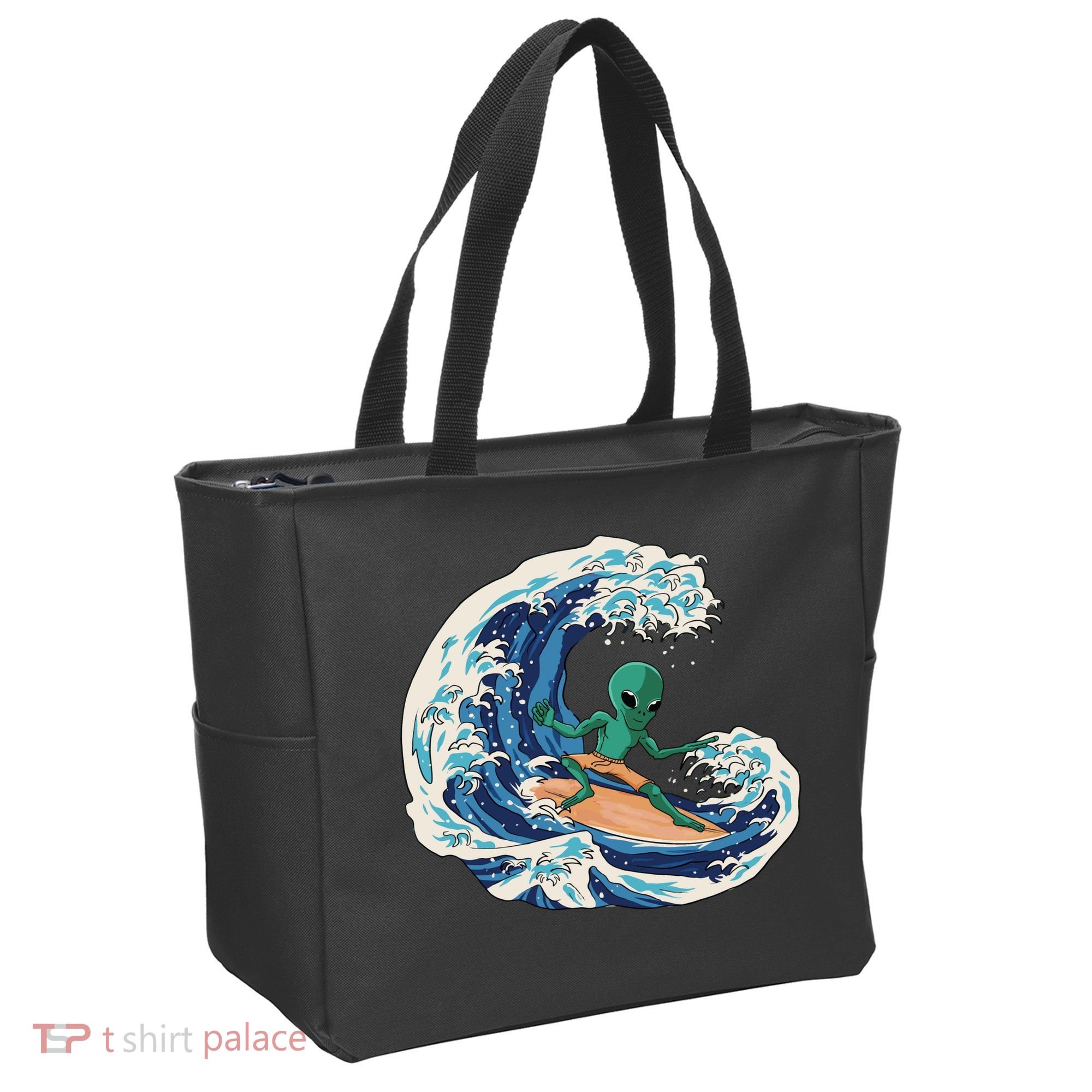 Alien Surfing Summer Surfer Tote Bag