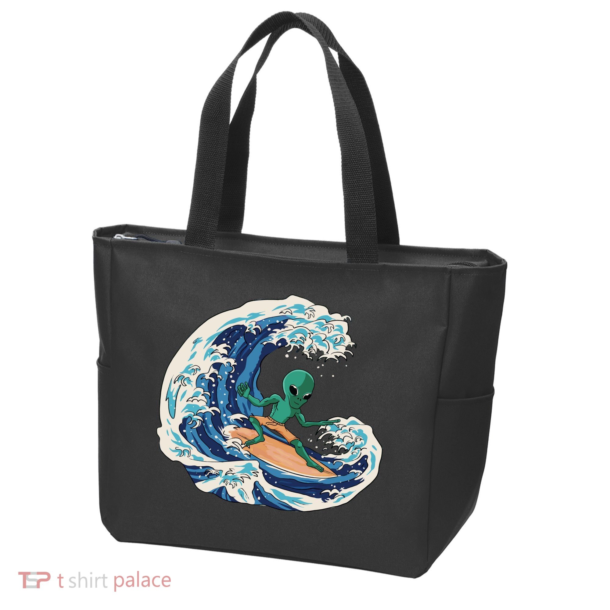 Alien Surfing Summer Surfer Tote Bag