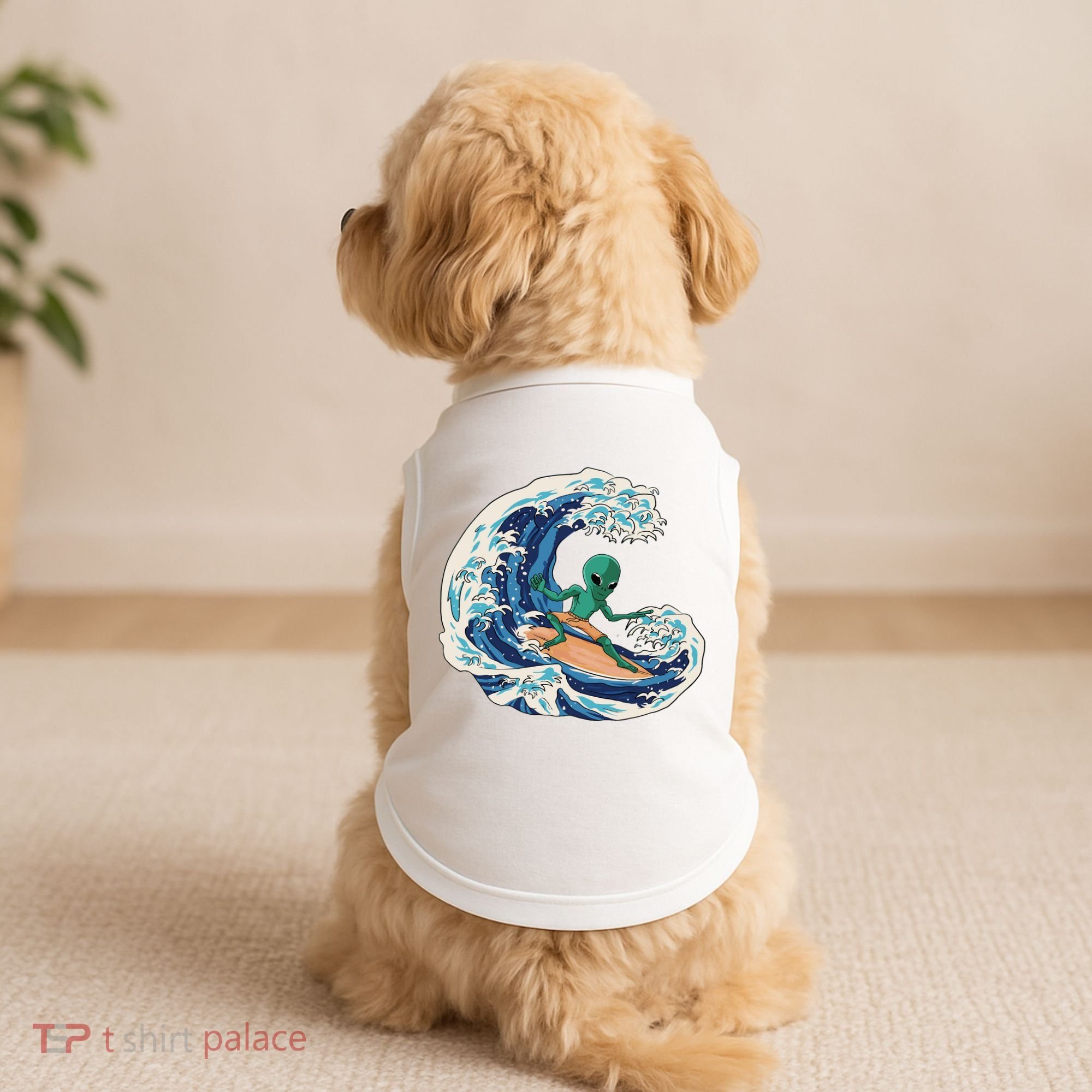 Alien Surfing Summer Surfer Doggie Tank