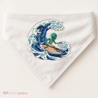 Alien Surfing Summer Surfer USA-Made Doggie Bandana thumb 0