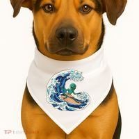 Alien Surfing Summer Surfer USA-Made Doggie Bandana thumb 1