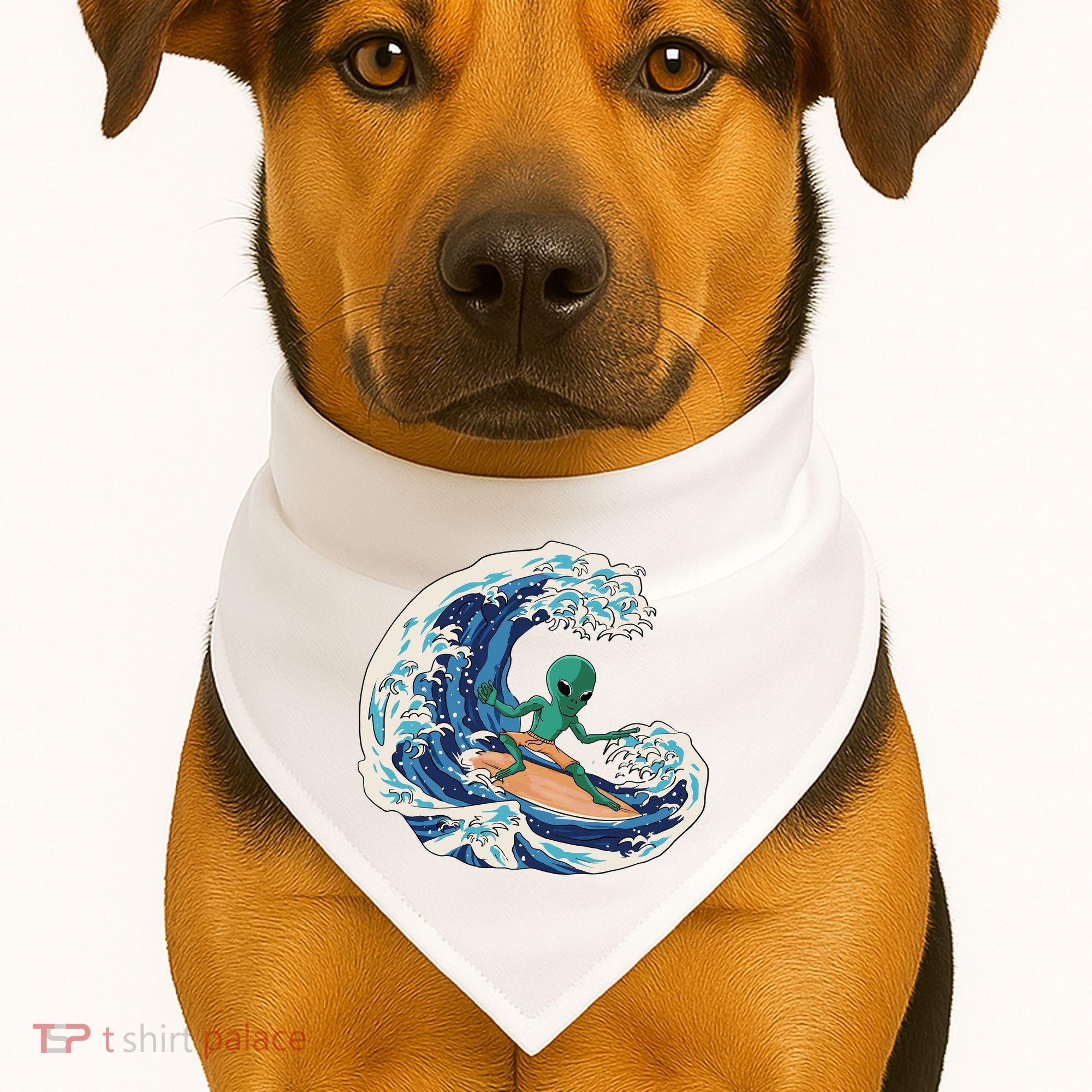 Alien Surfing Summer Surfer USA-Made Doggie Bandana