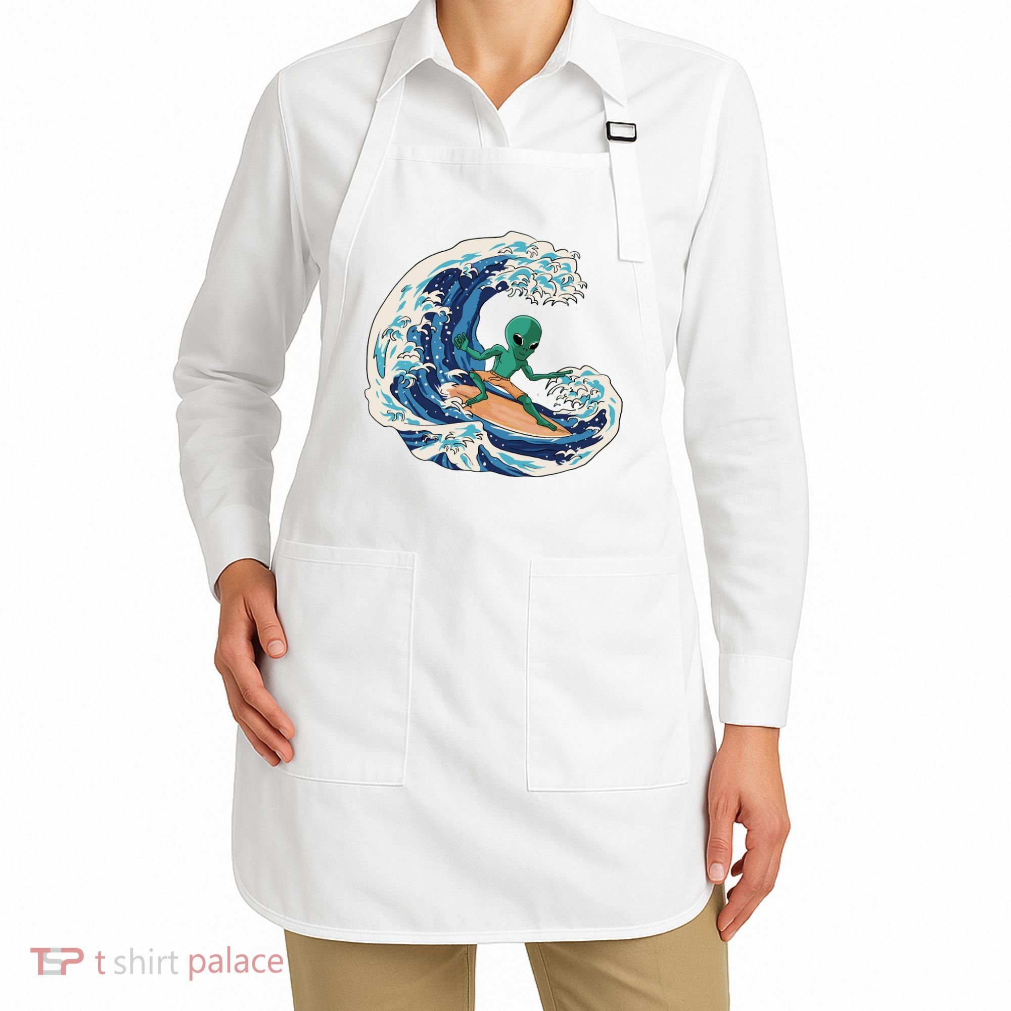 Alien Surfing Summer Surfer Apron