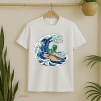 Alien Surfing Summer Surfer T-Shirt thumb 2