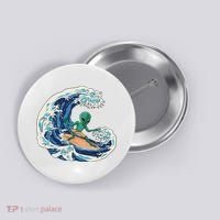 Alien Surfing Summer Surfer Button thumb 0
