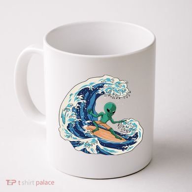 Alien Surfing Summer Surfer Coffee Mug