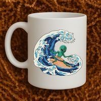 Alien Surfing Summer Surfer Coffee Mug thumb 2