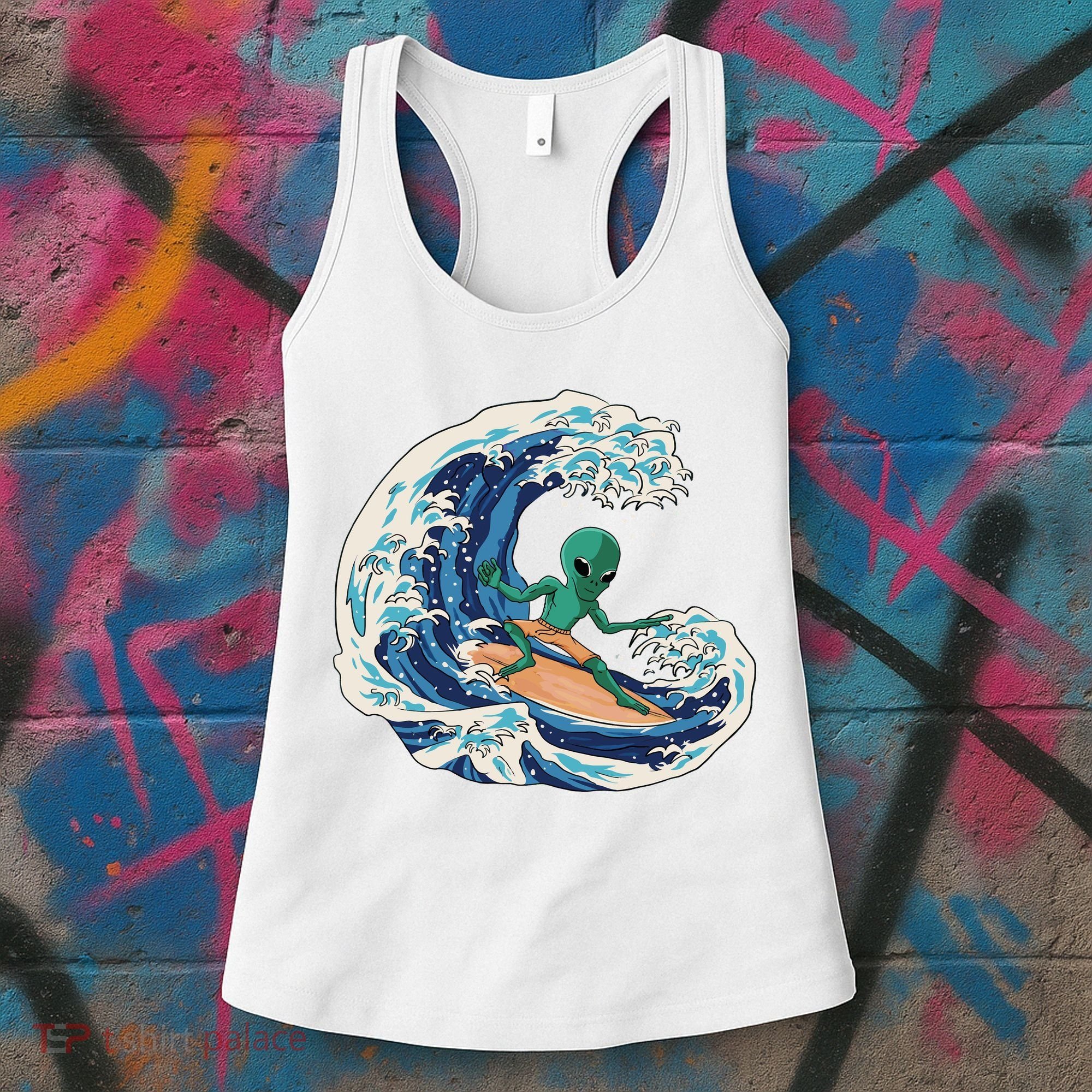 Alien Surfing Summer Surfer Women's Tank Top