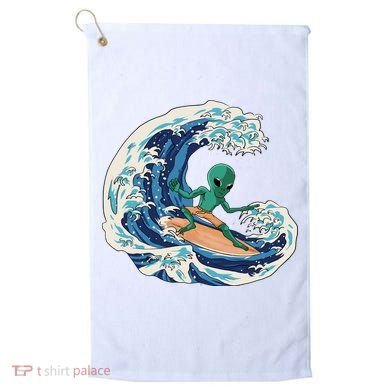 Alien Surfing Summer Surfer Golf Towel