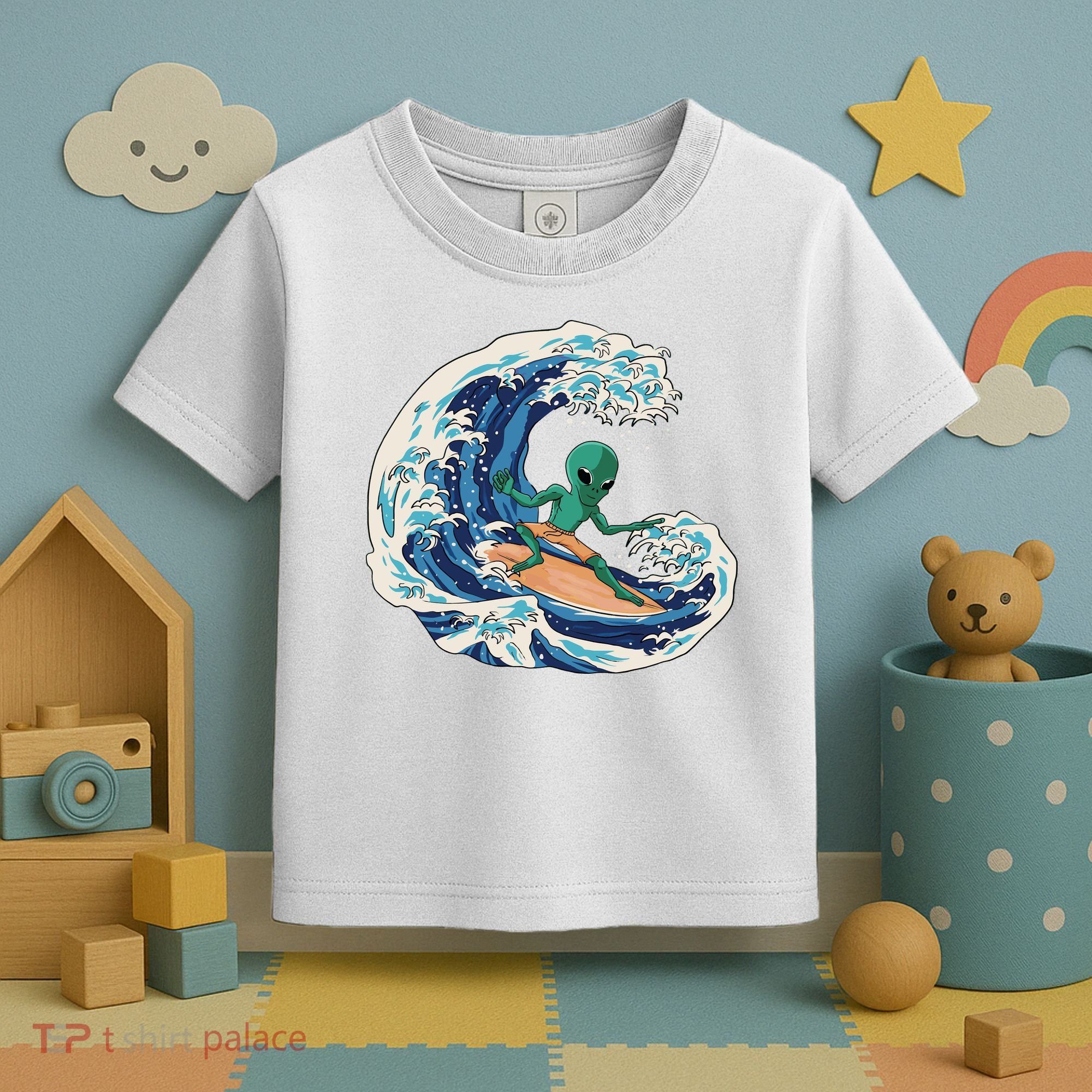 Alien Surfing Summer Surfer Toddler T-Shirt
