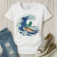 Alien Surfing Summer Surfer Women's T-Shirt thumb 3