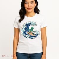 Alien Surfing Summer Surfer Women's T-Shirt thumb 4