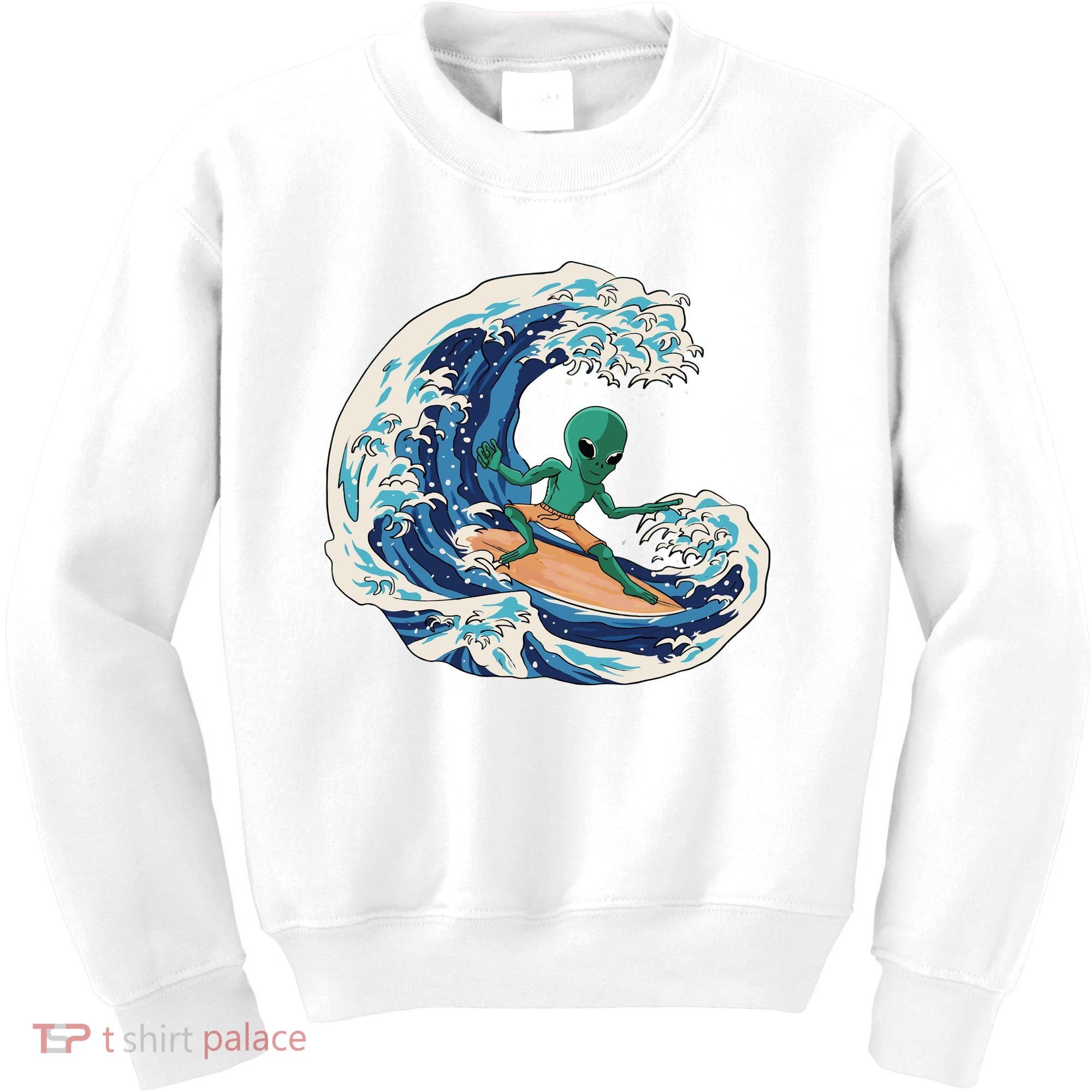 Alien Surfing Summer Surfer Kids Sweatshirt