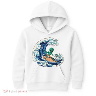 Alien Surfing Summer Surfer Kids Hoodie
