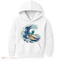 Alien Surfing Summer Surfer Kids Hoodie thumb 0