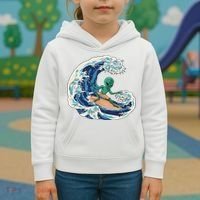 Alien Surfing Summer Surfer Kids Hoodie thumb 3