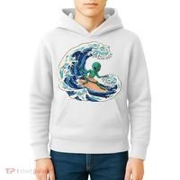 Alien Surfing Summer Surfer Kids Hoodie thumb 4