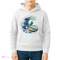 Alien Surfing Summer Surfer Kids Hoodie thumb 4