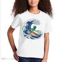 Alien Surfing Summer Surfer Kids T-Shirt thumb 2