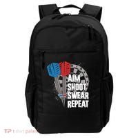 Aim Shoot Swear Repeat Dart Game Backpack thumb 0