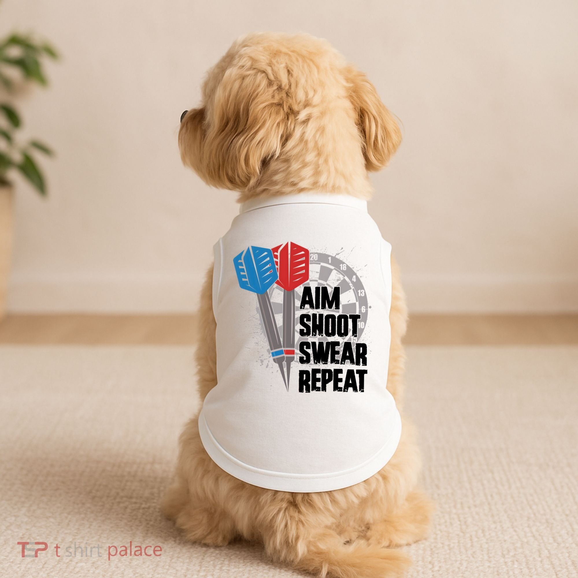 Aim Shoot Swear Repeat Dart Game Doggie Tank
