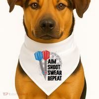 Aim Shoot Swear Repeat Dart Game USA-Made Doggie Bandana thumb 1