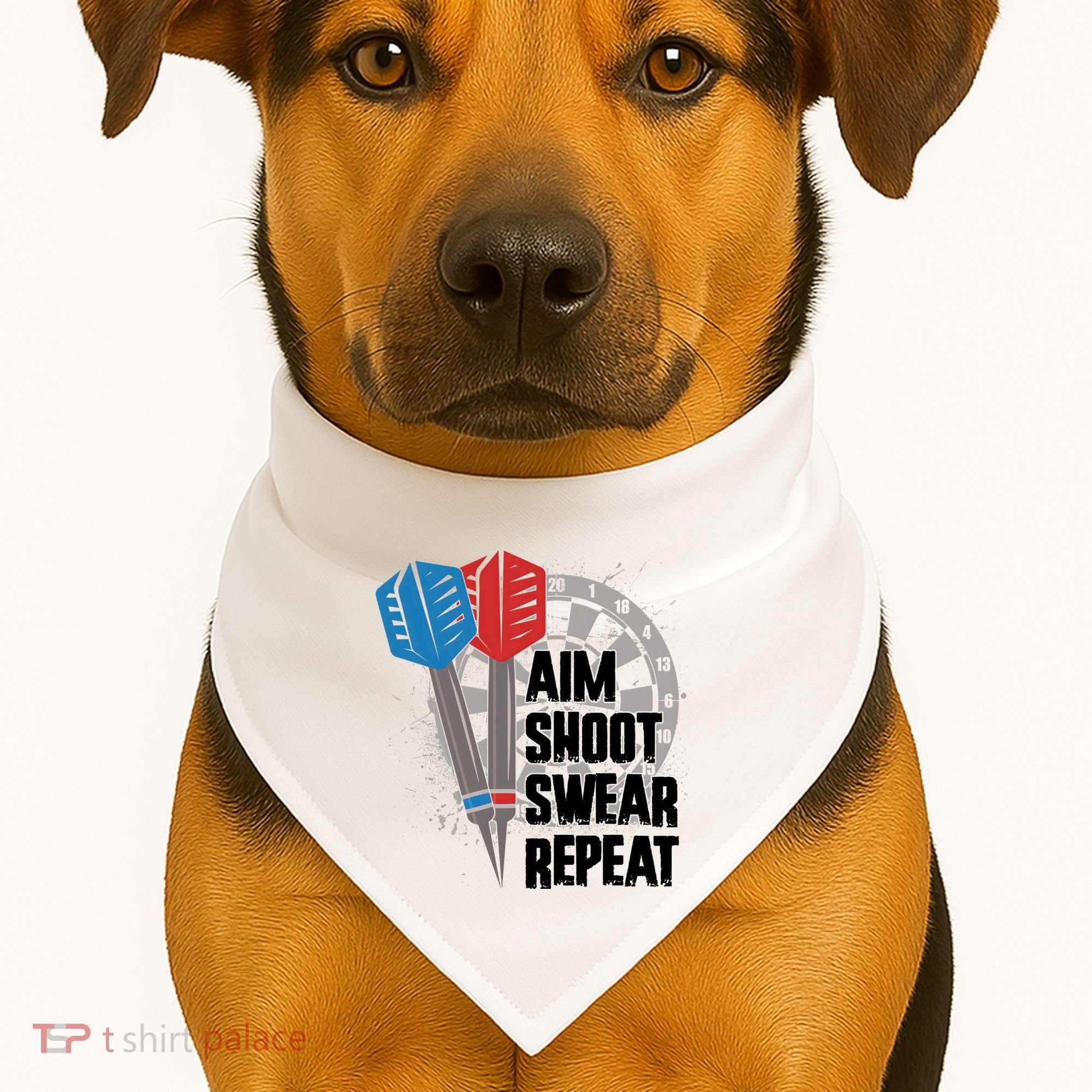 Aim Shoot Swear Repeat Dart Game USA-Made Doggie Bandana