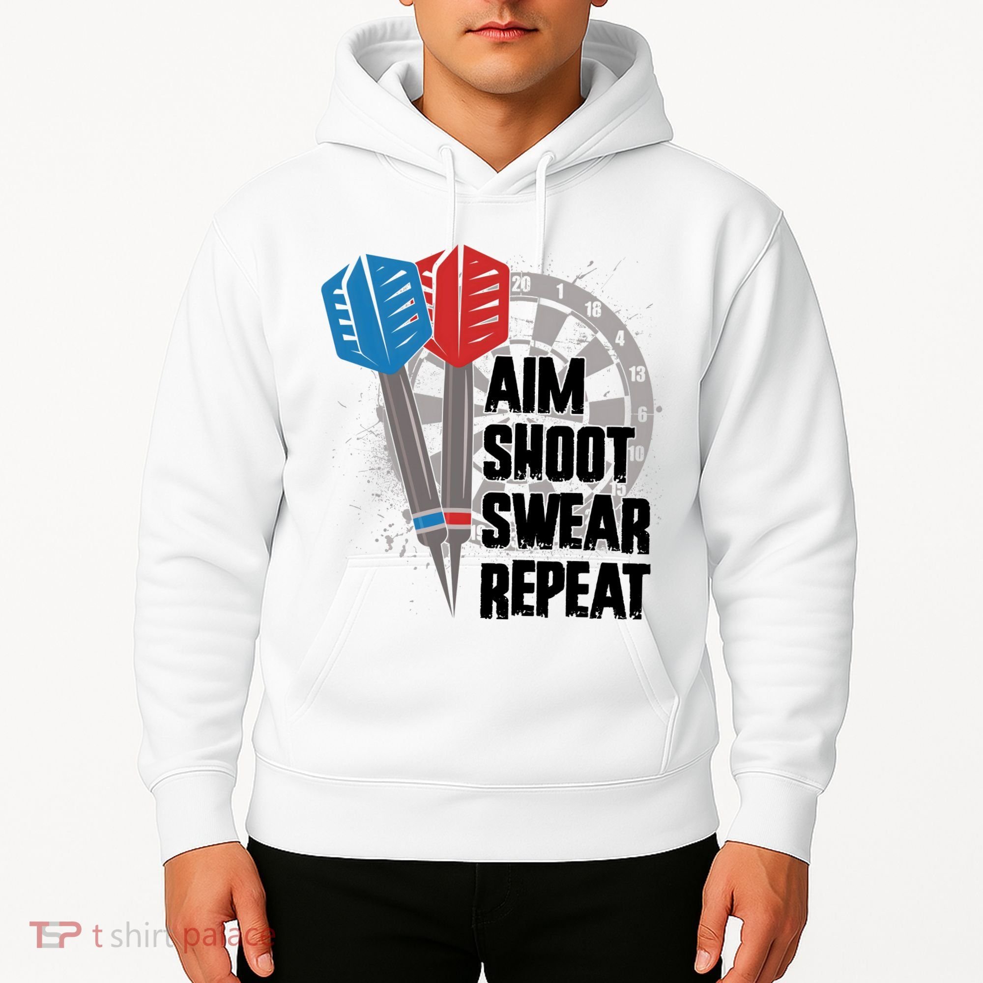 Aim Shoot Swear Repeat Dart Game Hoodie