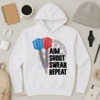 Aim Shoot Swear Repeat Dart Game Hoodie thumb 3