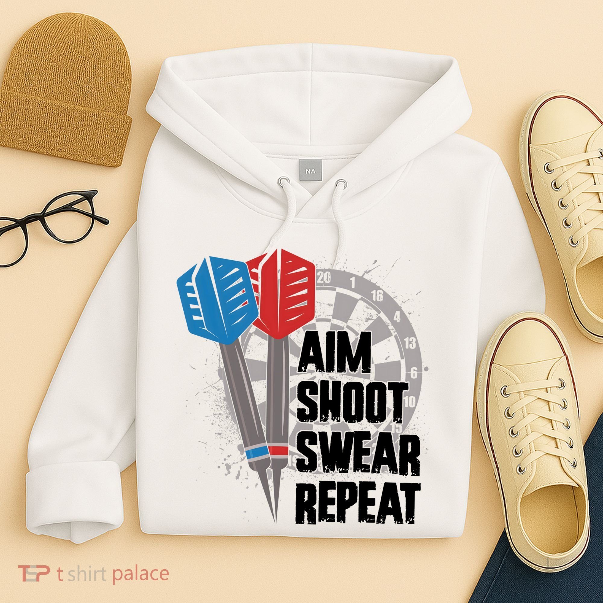 Aim Shoot Swear Repeat Dart Game Hoodie