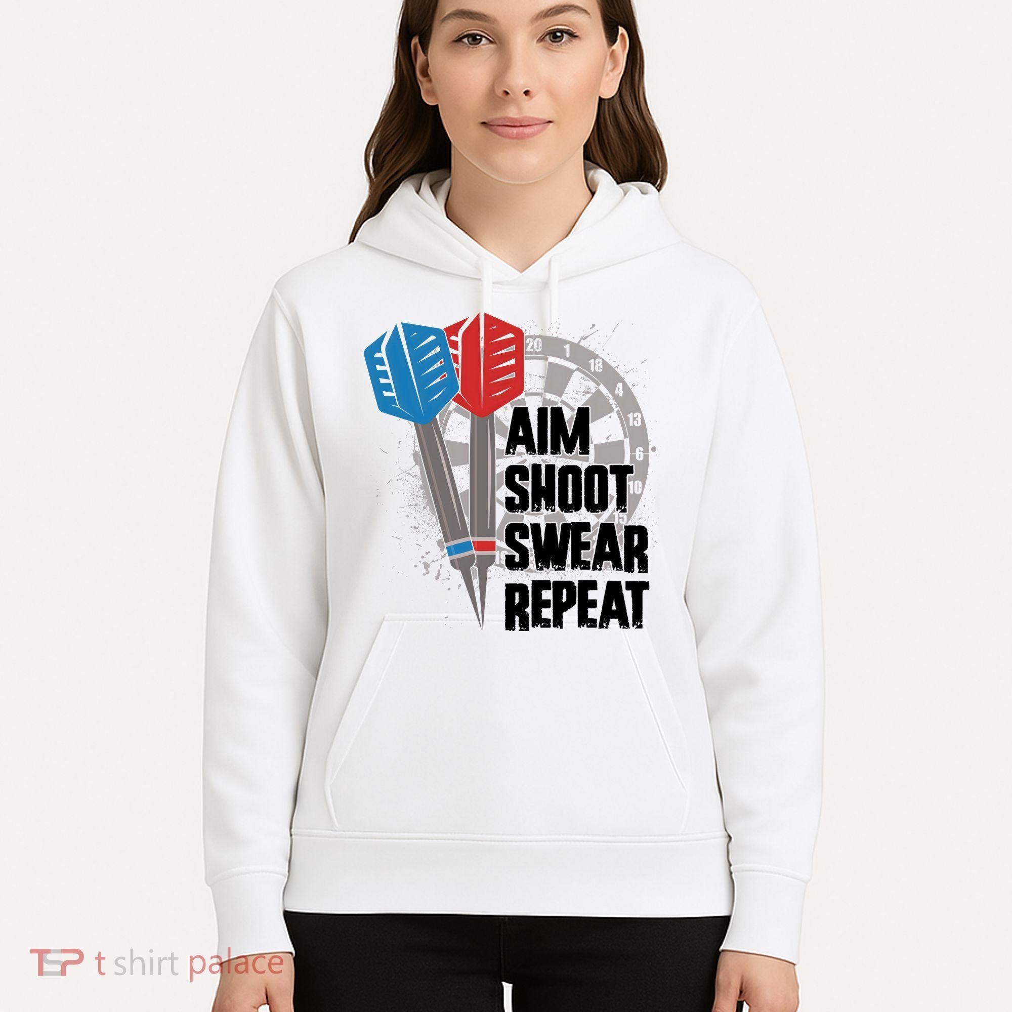Aim Shoot Swear Repeat Dart Game Hoodie
