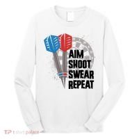 Aim Shoot Swear Repeat Dart Game Long Sleeve Shirt thumb 0
