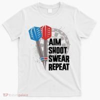 Aim Shoot Swear Repeat Dart Game T-Shirt thumb 0