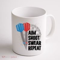 Aim Shoot Swear Repeat Dart Game Coffee Mug thumb 1