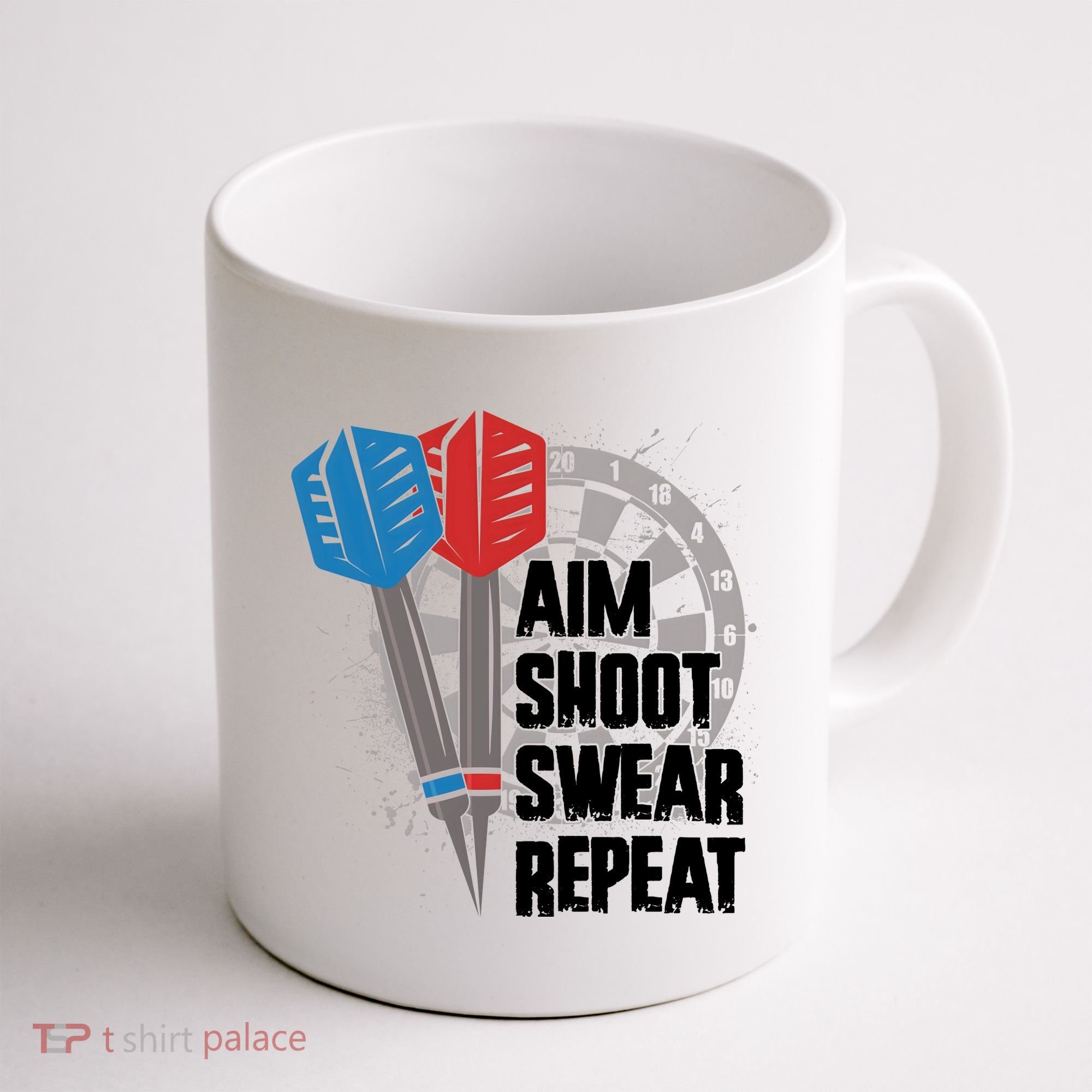 Aim Shoot Swear Repeat Dart Game Coffee Mug