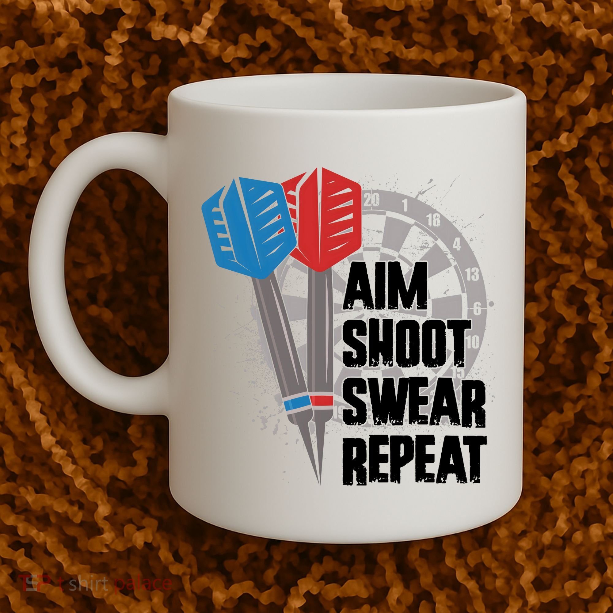 Aim Shoot Swear Repeat Dart Game Coffee Mug