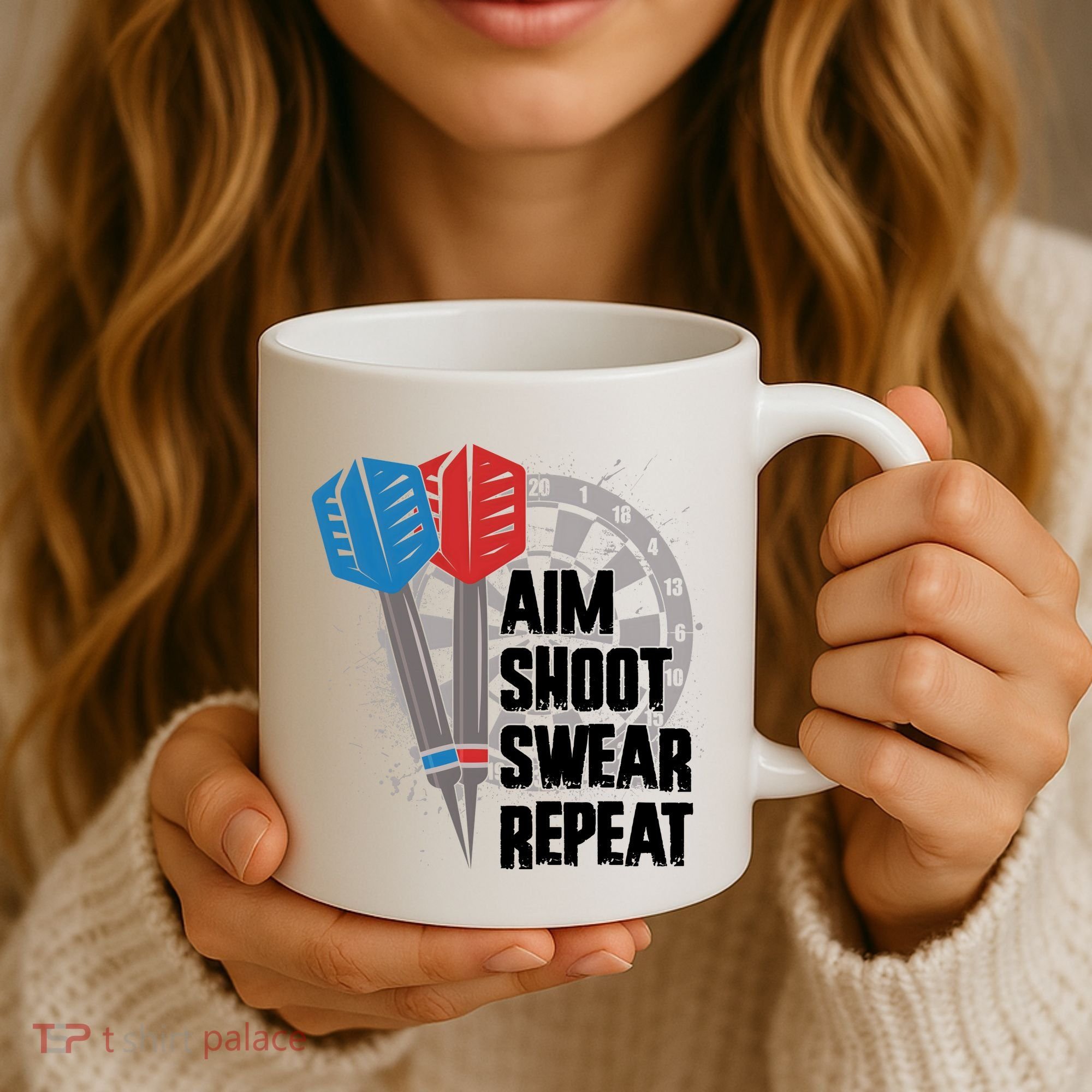 Aim Shoot Swear Repeat Dart Game Coffee Mug
