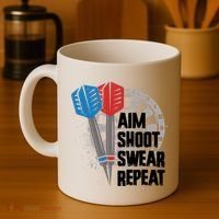 Aim Shoot Swear Repeat Dart Game Coffee Mug thumb 4